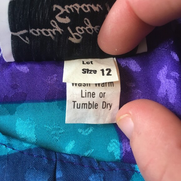 Lady Page Susan Page Vintage 80s Blouson Blouse Top Purple Teal Elastic Waist - Picture 6 of 11